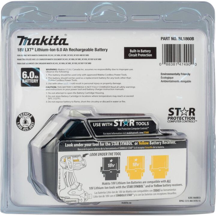 Makita 18V LXT 18V 6Ah Lithium Ion Power Tool Battery Pack with Fuel Indicator, large image number 1