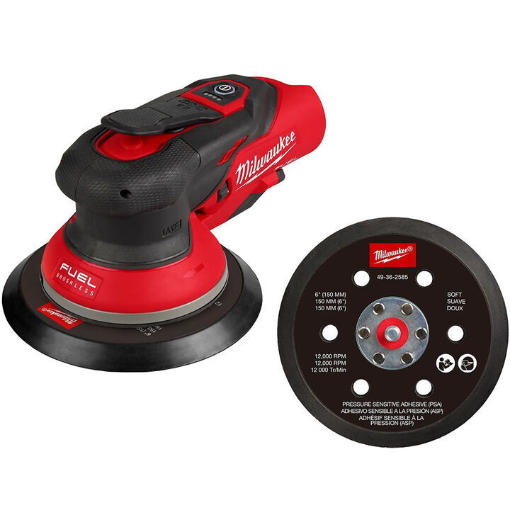 Milwaukee M12 FUEL 6 Inch Random Orbital Sander, 3/32 Inch (Bare Tool)