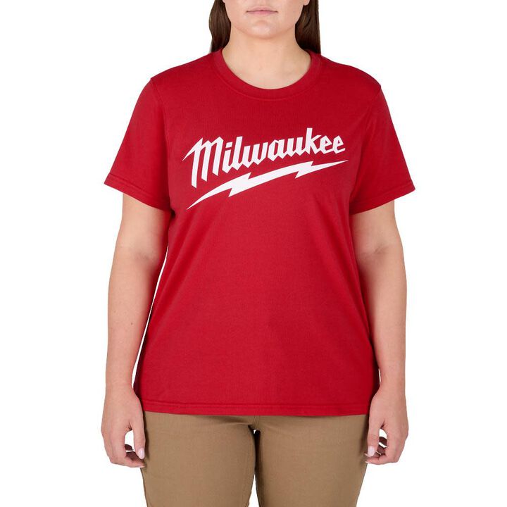 Milwaukee Womens GRIDIRON Logo Tee, Short Sleeve, Red Small