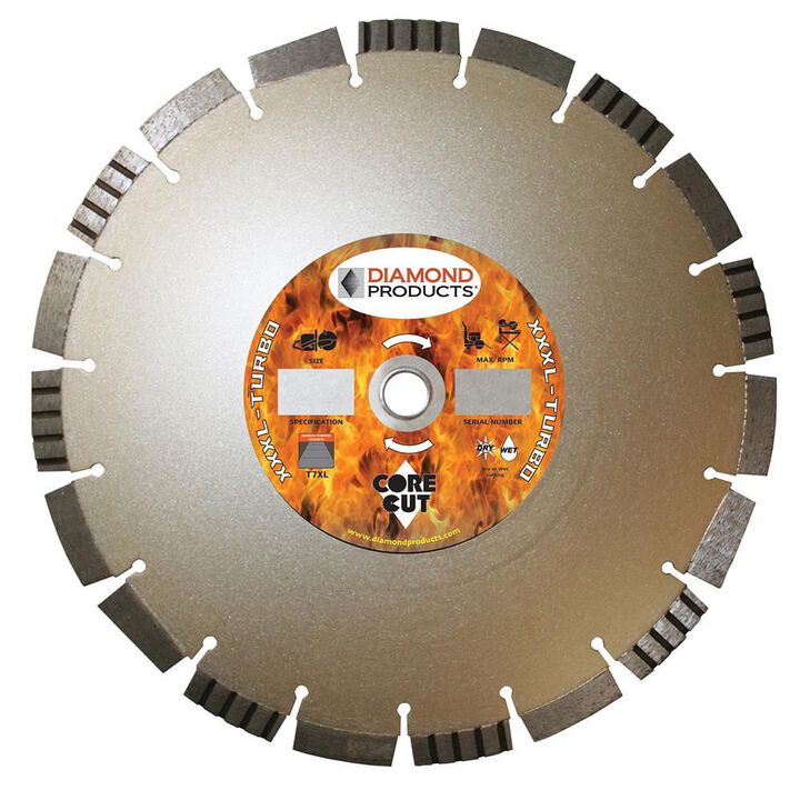 Diamond Products T7XL3 XXXL-Turbo Specialty 14 Inch Segmented Turbo Rim Diamond Blade for General Purpose Concrete