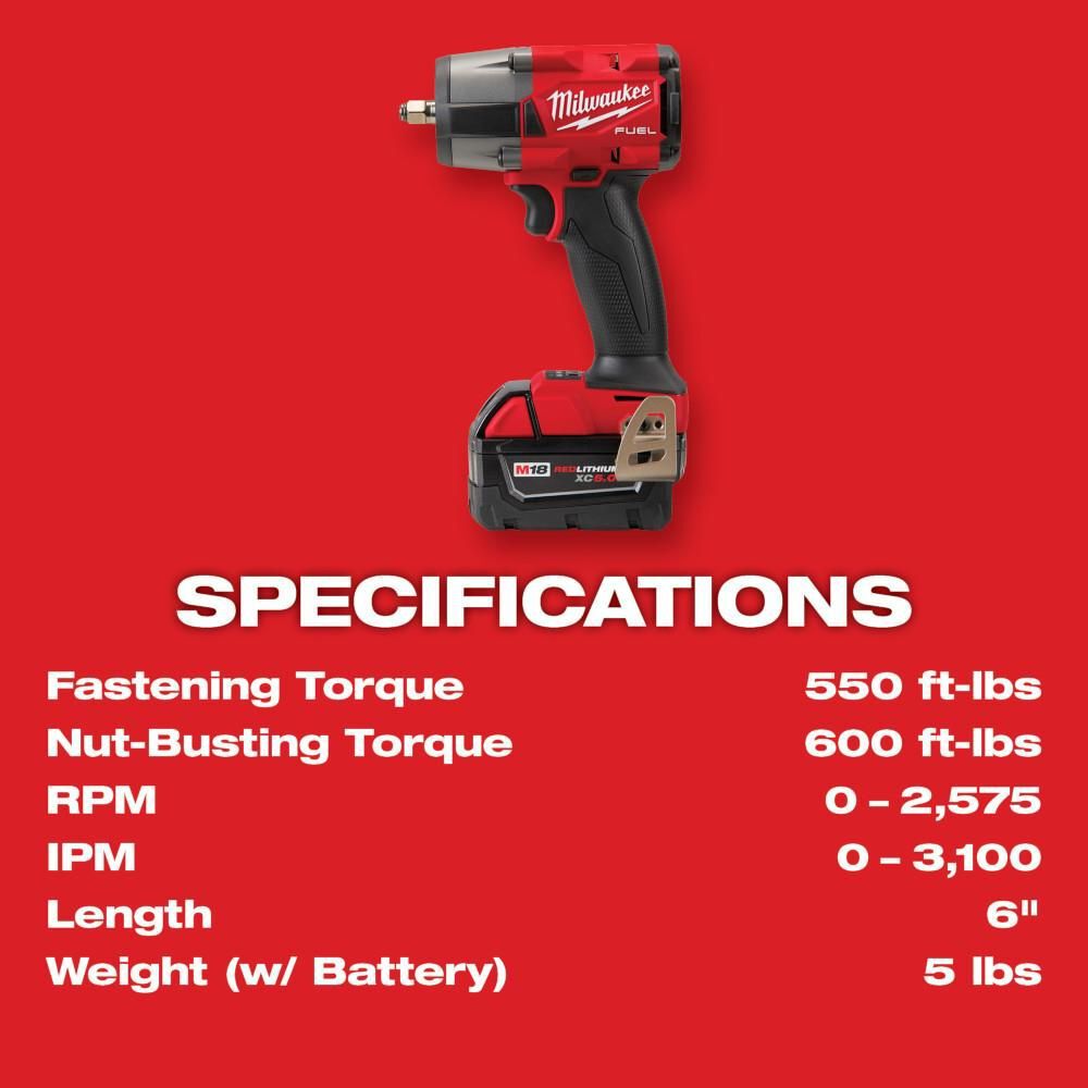 Milwaukee M18 FUEL 3/8 Inch Mid-Torque Impact Wrench w/ Friction Ring Kit & Protective Boot, large image number 8