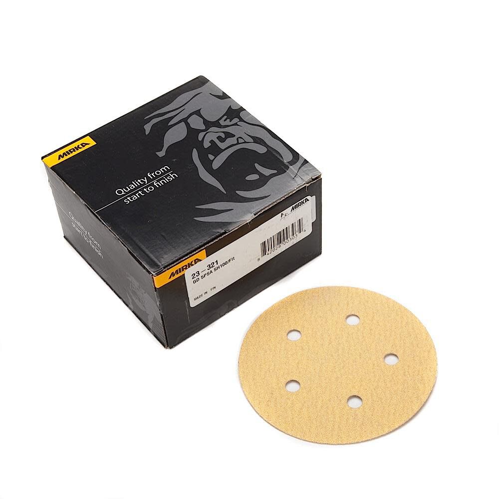 Mirka Gold 5 Inch 5 Hole PSA Vacuum Disc P320 100 Pieces, large image number 1