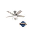 Hunter Fan Barlett Ceiling Fan 44in Brushed Nickel Light Gray Oak, small image number 1