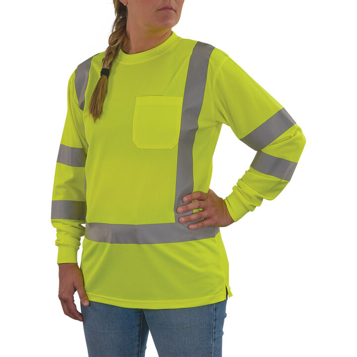 Ergodyne GloWear 8374 Womens Essential Class 3 Long Sleeve Shirt Hi-Vis Lime Medium