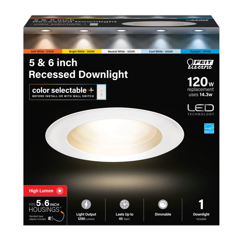 Feit Electric 5-6in 14.3W LED Recessed Downlight 4pk, large image number 2