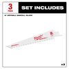 Milwaukee 6 in 8TPI Drywall SAWZALL Blades 3 Pack, small image number 2