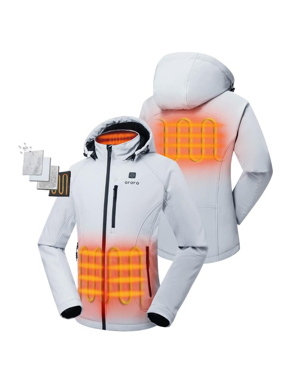 ORORO Women's 4-Zone Classic Heated Jacket Black & Red L NC, large image number 2