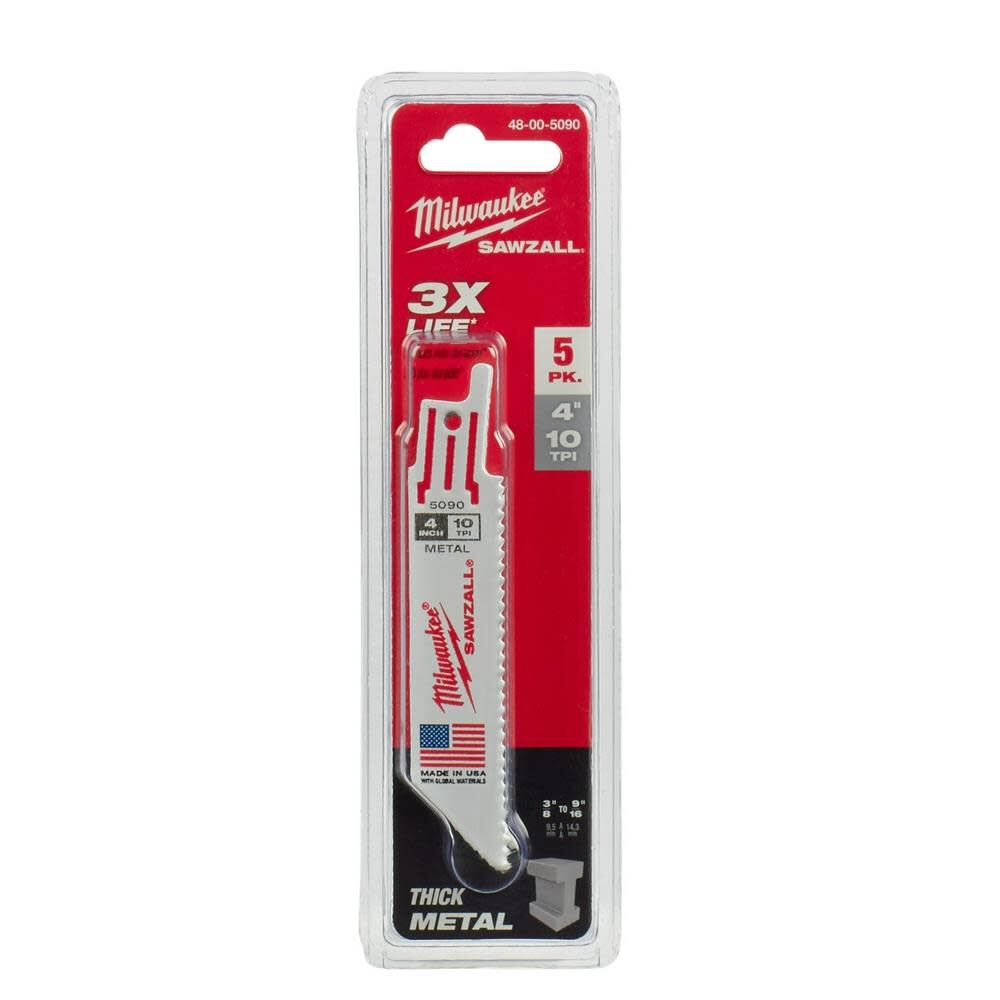 Milwaukee 4 in. 10 TPI Thin Kerf SAWZALL Blades 5PK, large image number 10