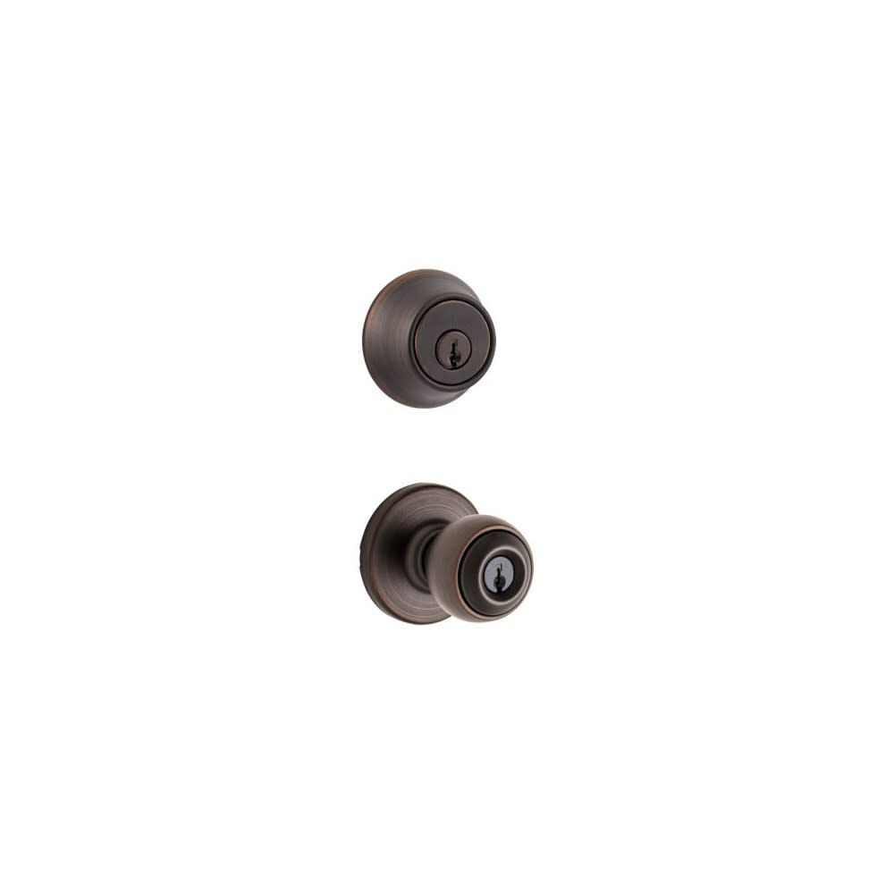 Kwikset Deadbolt Set Bronze Polo Door Knob & Single Cylinder, large image number 3