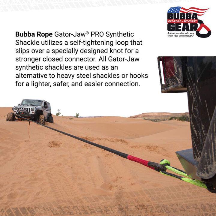 Bubba Rope 7/16 Inch Gator-Jaw PRO Synthetic Soft Shackle, Blue and Black, large image number 3