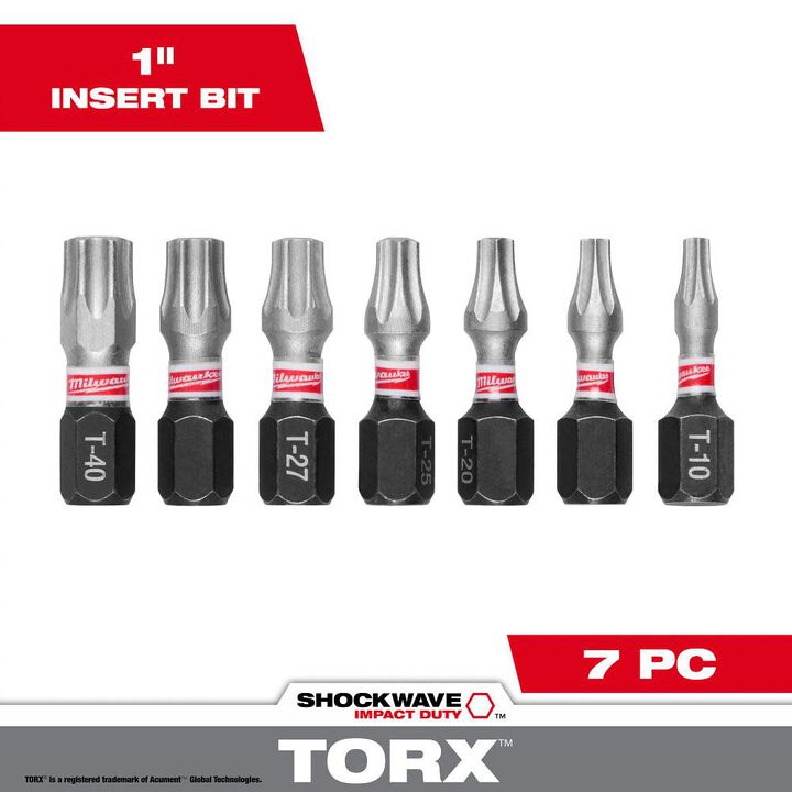 Milwaukee SHOCKWAVE 7-Piece Impact Torx Insert Bit Set