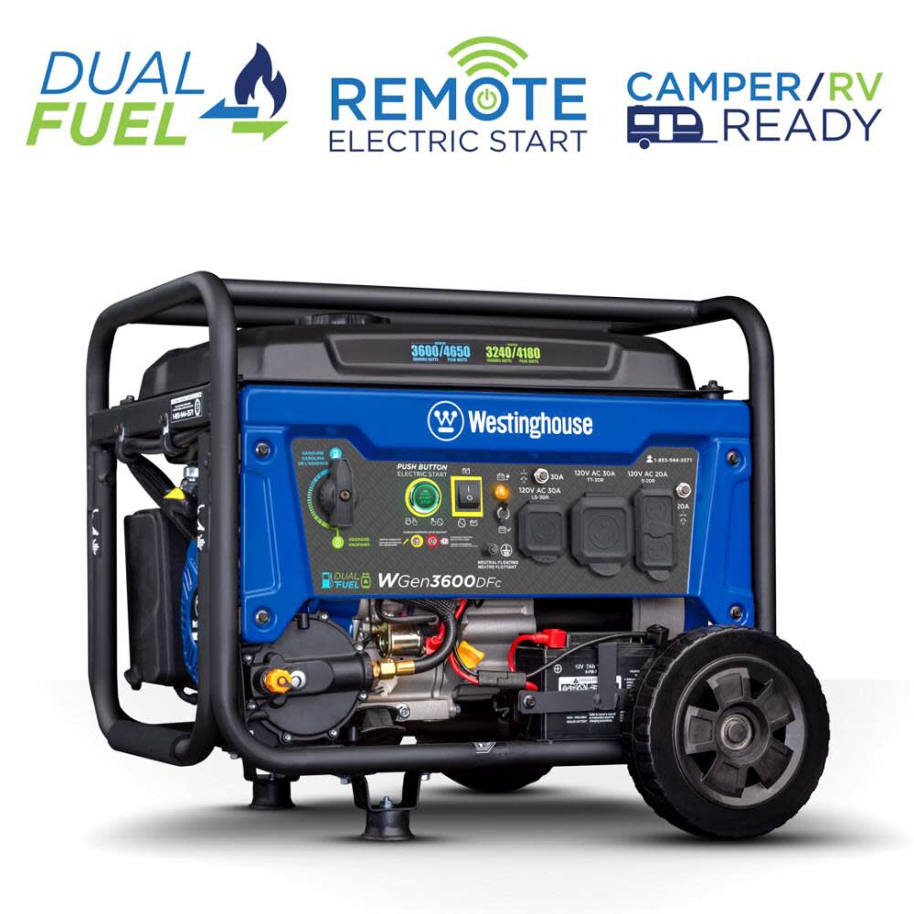 Westinghouse Outdoor Power 4,650 Watt Dual Fuel 49-State Portable Generator with CO Sensor, large image number 1