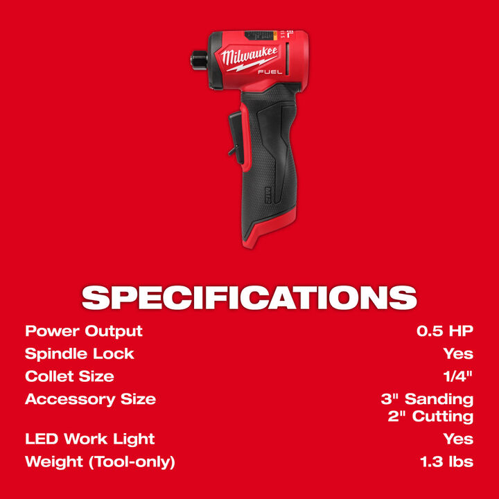 Milwaukee M12 FUEL 1/4 Inch Right Angle Die Grinder (Bare Tool), large image number 9