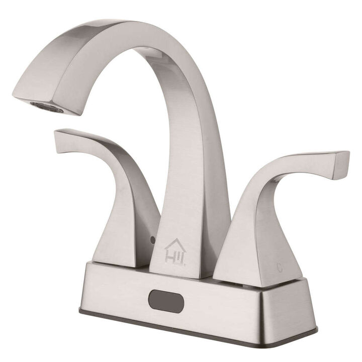 Homewerks Bathroom Sink Faucet Nickel 2 Handle Mid Arc