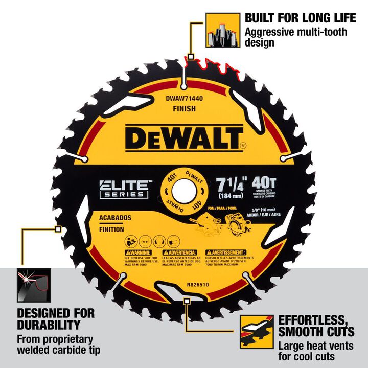 DEWALT Elite Series Blister Circular Saw Blade 7 1/4in 40T, large image number 2