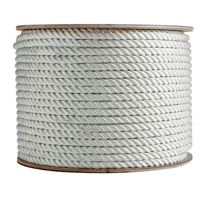 Erin Rope 1/2 Inch x 100 Ft. White Nylon 3-Strand Twisted Rope