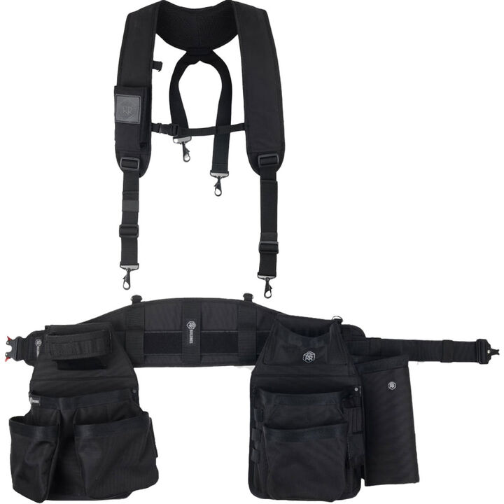 RR Buildings Tool Belt with Suspenders Black Large