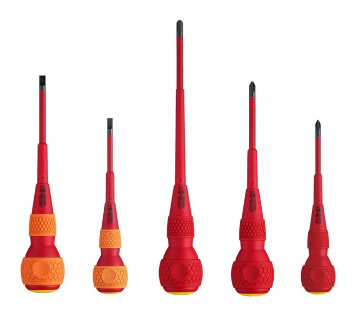 VESSEL Ball Grip Insulated Screwdriver Set for Electrical Work (5-Piece)