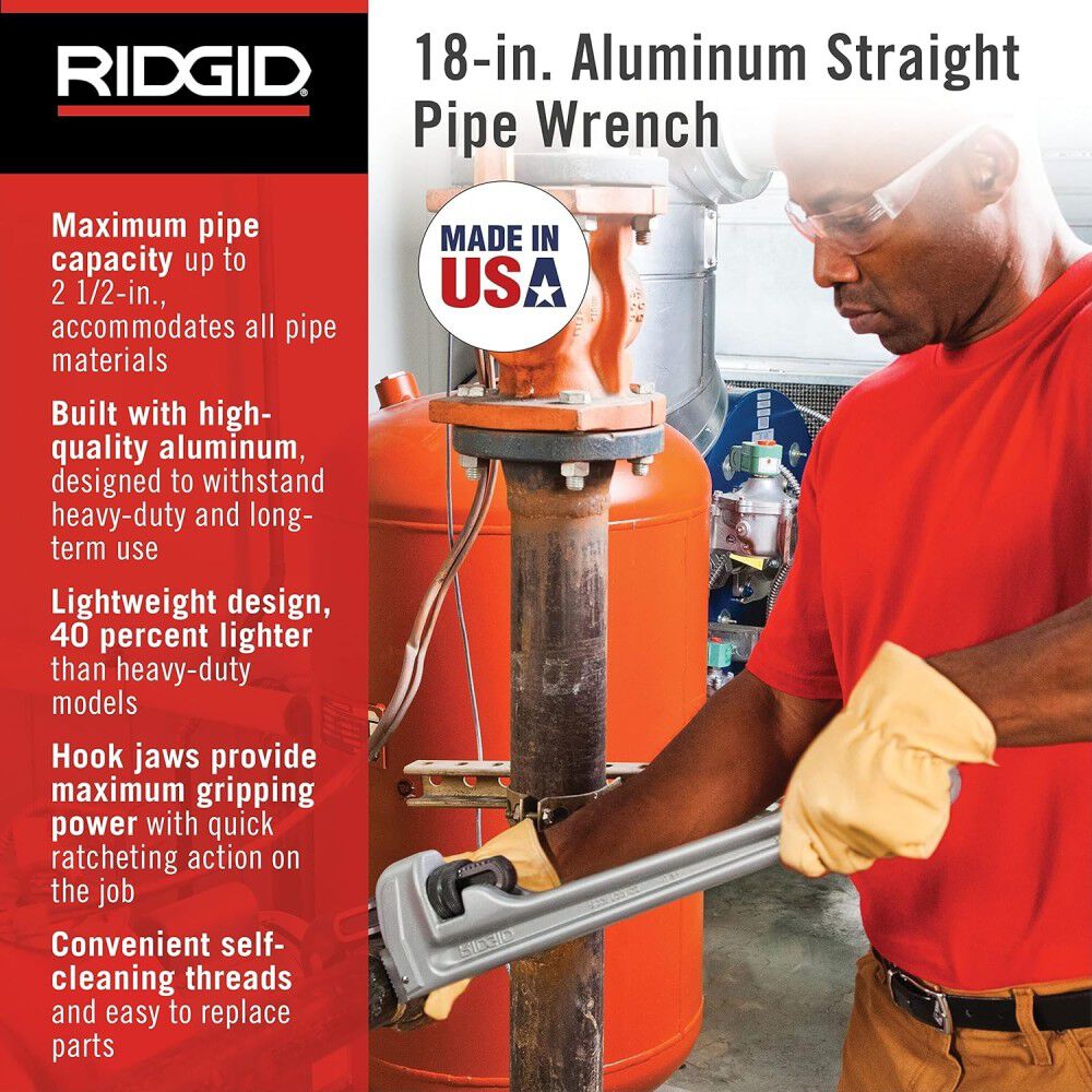 Ridgid 14 Inch and 18 Inch Aluminum Pipe Wrench Bundle, large image number 10