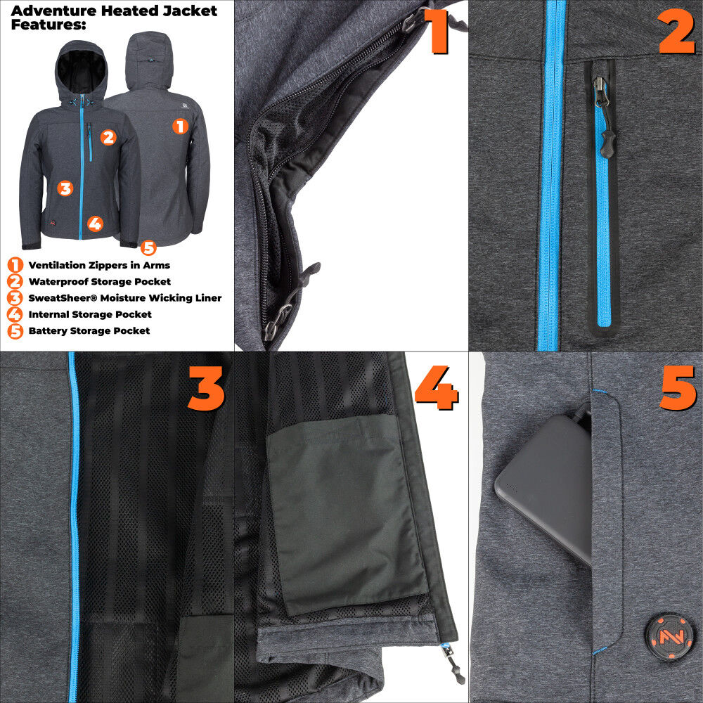 Mobile Warming Adventure Heated Jacket Women's 7.4 Volt Heather Gray XS, large image number 5