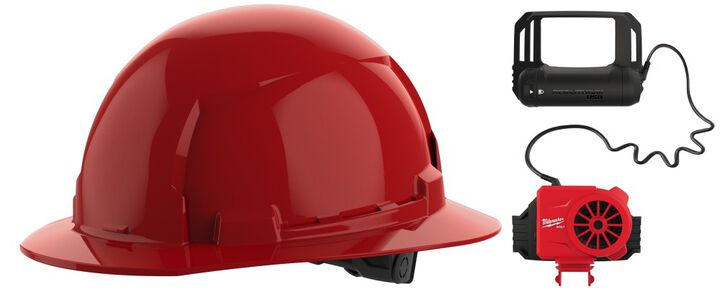 Milwaukee BOLT Full Brim Hard Hat with 6pt Ratcheting Suspension Type 1 Class E & USB Cooling Fan, swatch