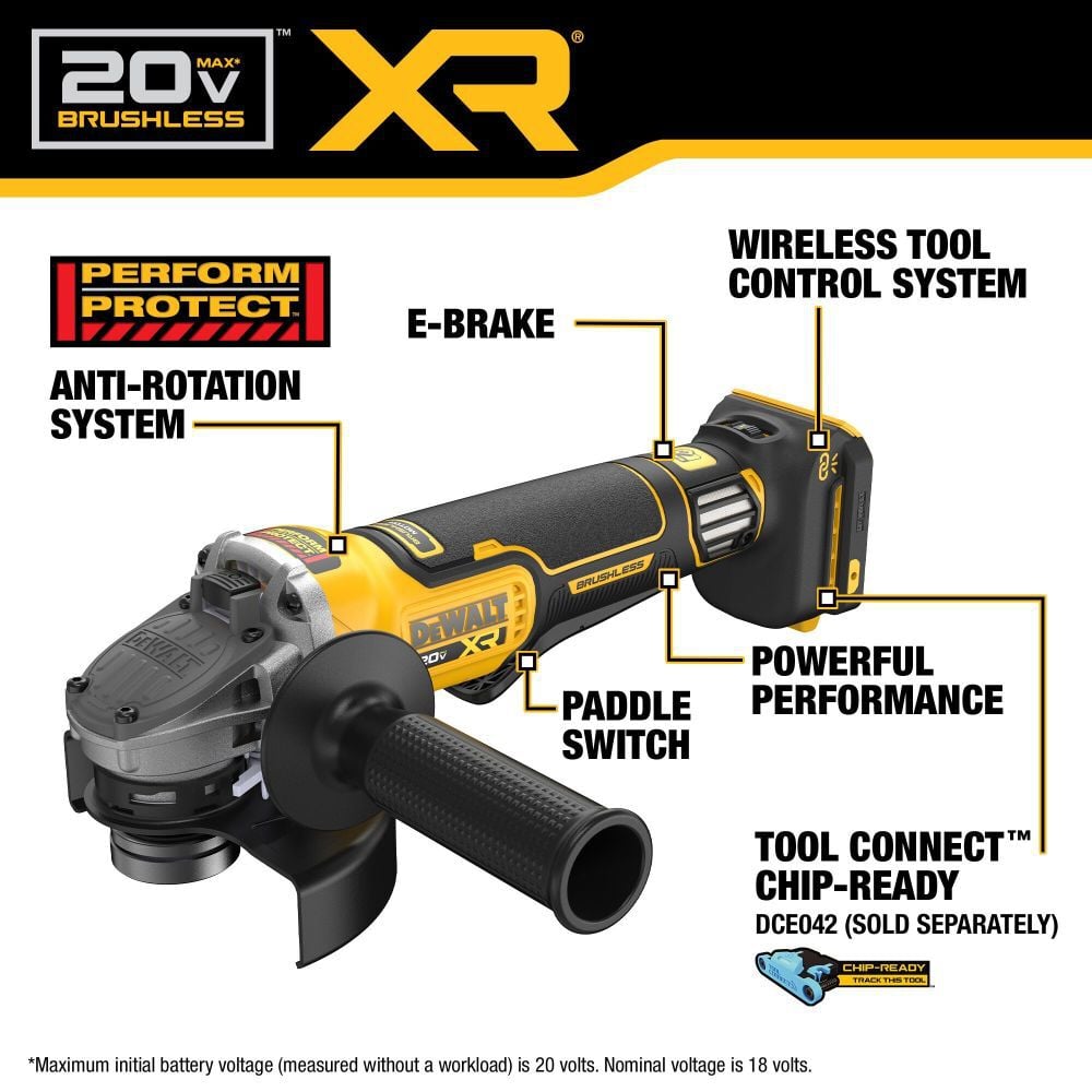 DEWALT 20V MAX XR 4-1/2 Inch - 5 Inch Grinder (Bare Tool), large image number 2