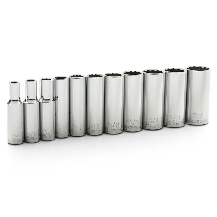GEARWRENCH 3/8in Drive 12 Point Deep SAE Socket Set 11pc
