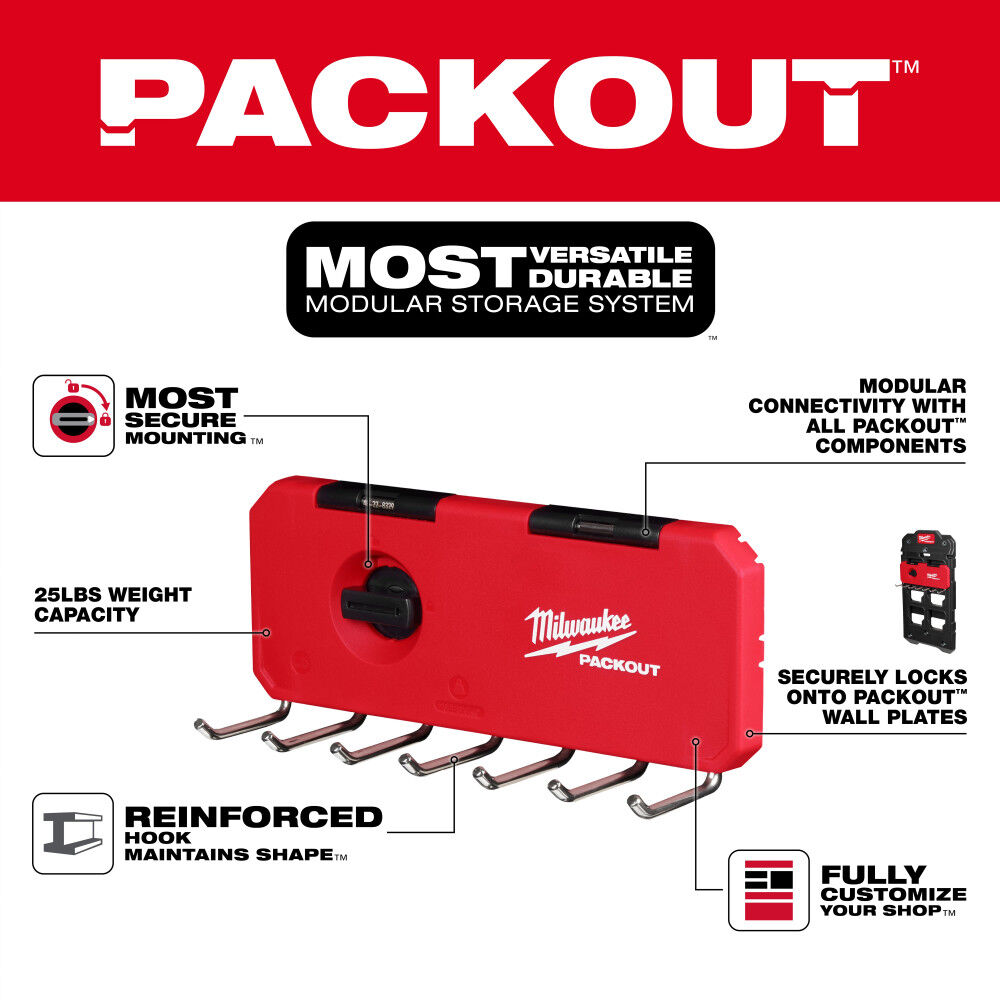 Milwaukee PACKOUT 7 Hook Rack, large image number 7
