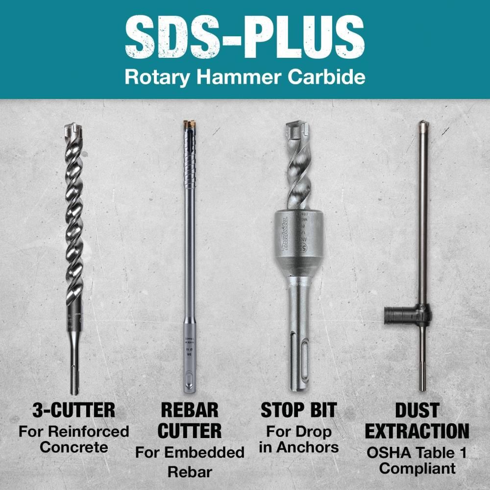 Makita 3/8in x 12in SDS-Plus Bit, 2-Cutter, large image number 5