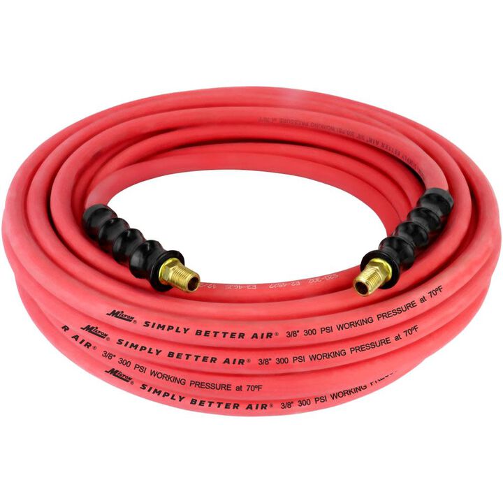 Milton 3/8 Inch ID x 50 Ft. Ultra Lightweight Rubber Hose with 1/4 Inch NPT Male Inlet Thread Ends