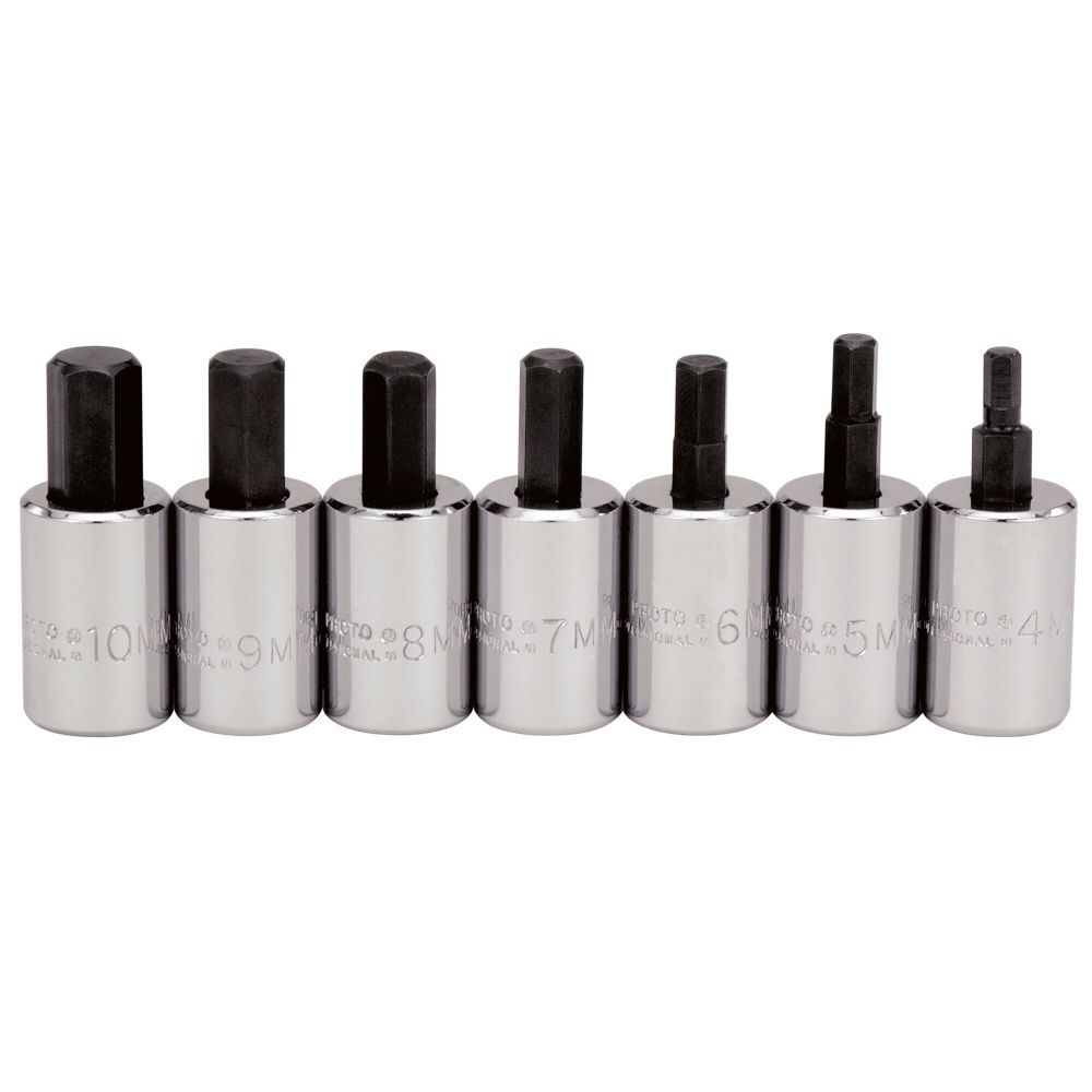 Proto 3/8 in Drive 7 Piece Metric Short Hex Bit Set, large image number 1
