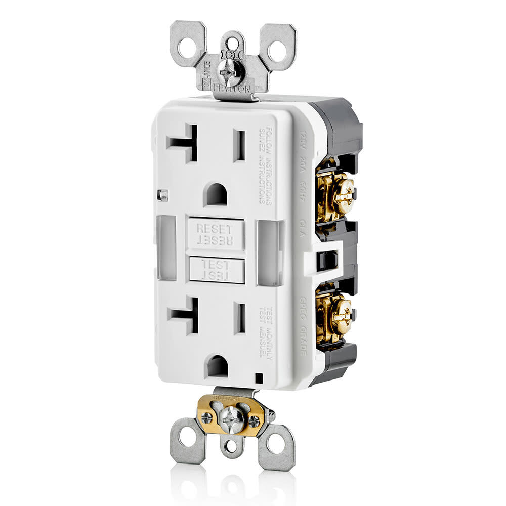 Leviton SmartlockPro GFCI Outlet 20A 125V Duplex White NEMA 5-20R, large image number 2