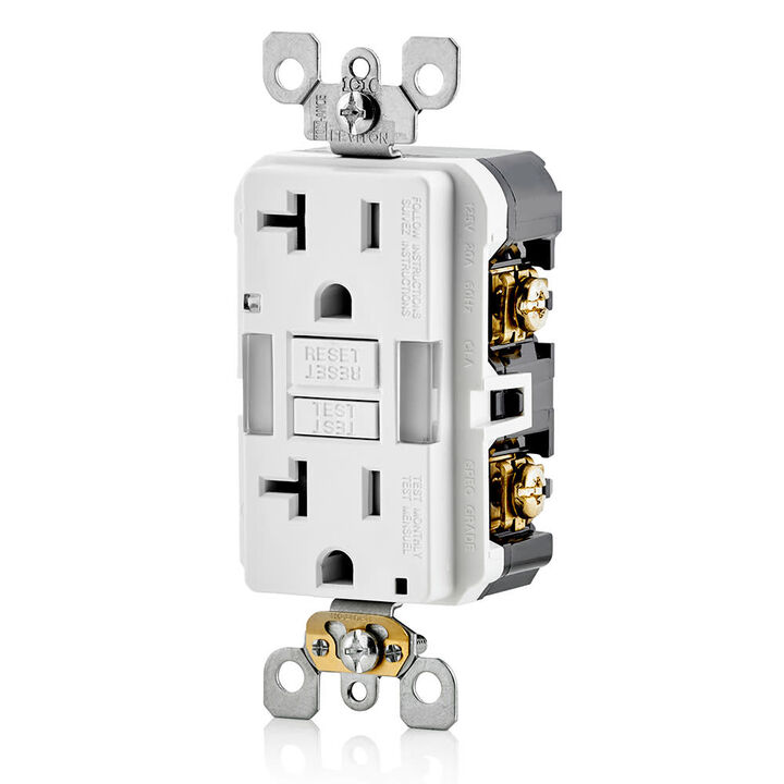 Leviton SmartlockPro GFCI Outlet 20A 125V Duplex White NEMA 5-20R, large image number 1