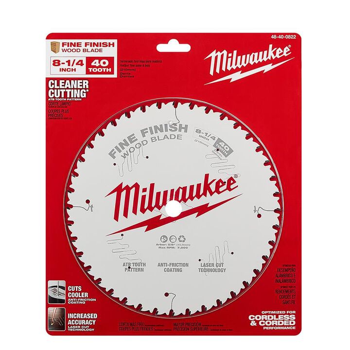 Milwaukee 8-1/4 in. 40T Fine Finish Circular Saw Blade, large image number 5
