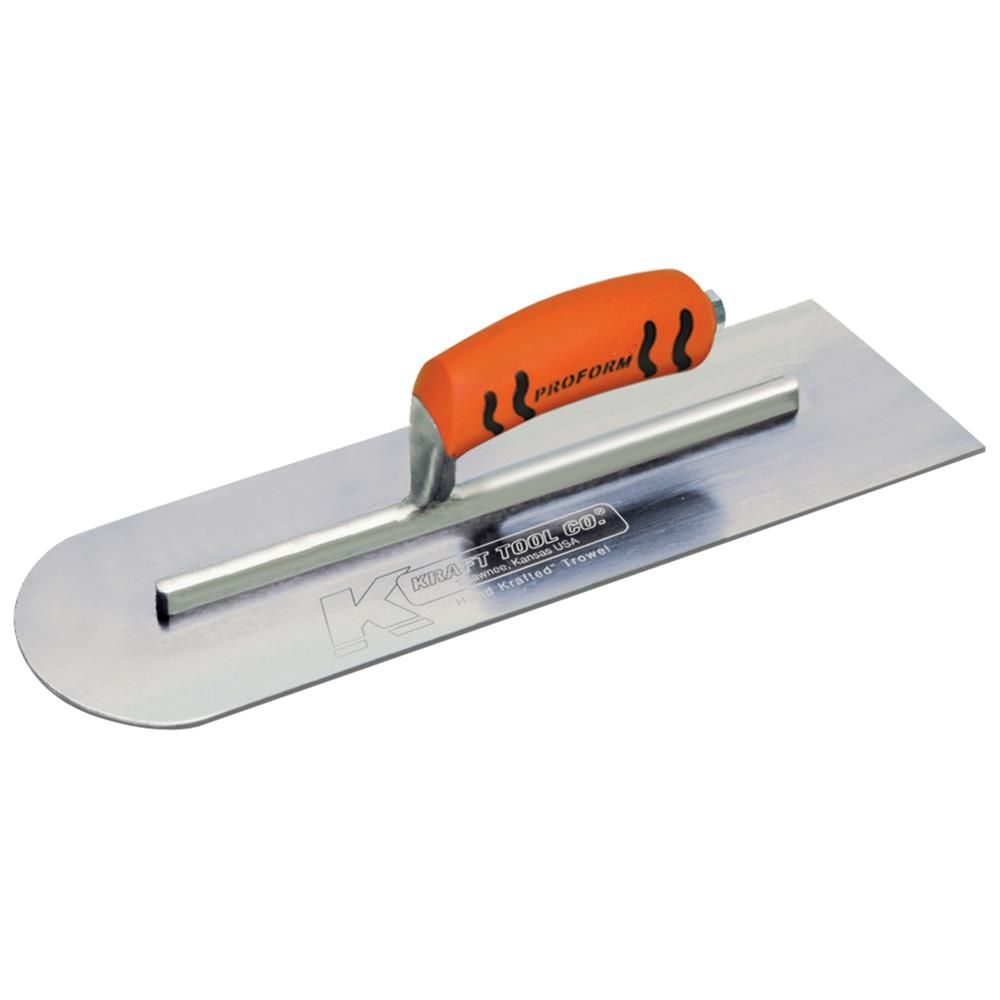 Kraft Tool Co 16in x 4in Carbon Steel Round Front/Square Back Cement Finishing Trowel, large image number 1