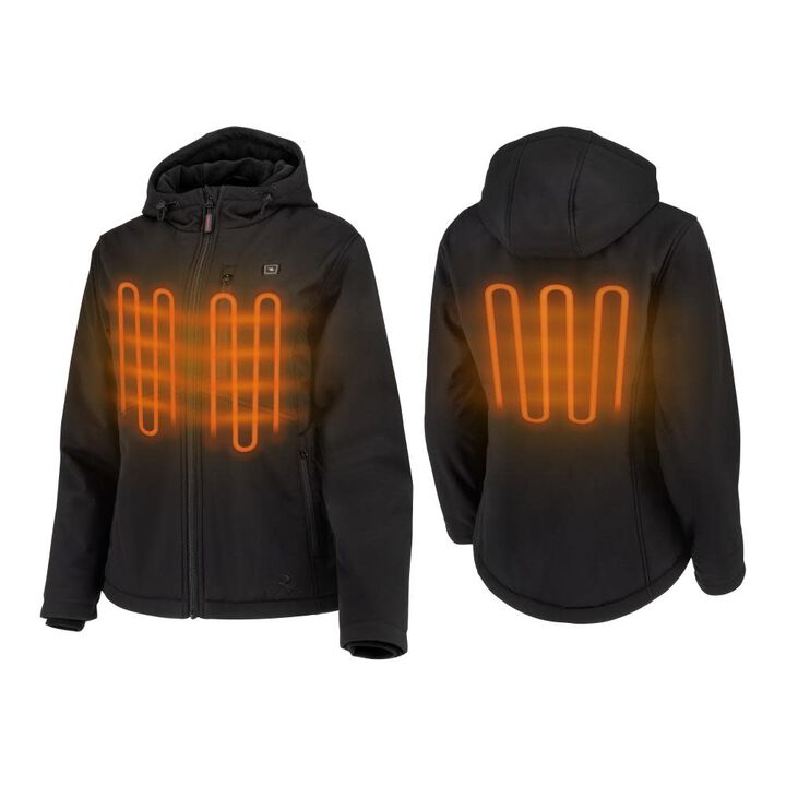 Radians Soft Shell Womens Heated Jacket Kit with Battery, Black, Large, large image number 1