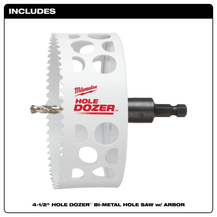 Milwaukee 4-1/2inch HOLE DOZER Bi-Metal Hole Saw with Arbor, large image number 2