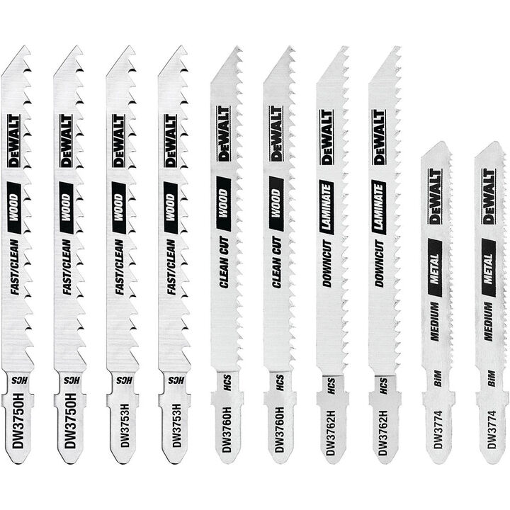 DEWALT 10-Piece T-shank Jig Saw Blade Set with Case