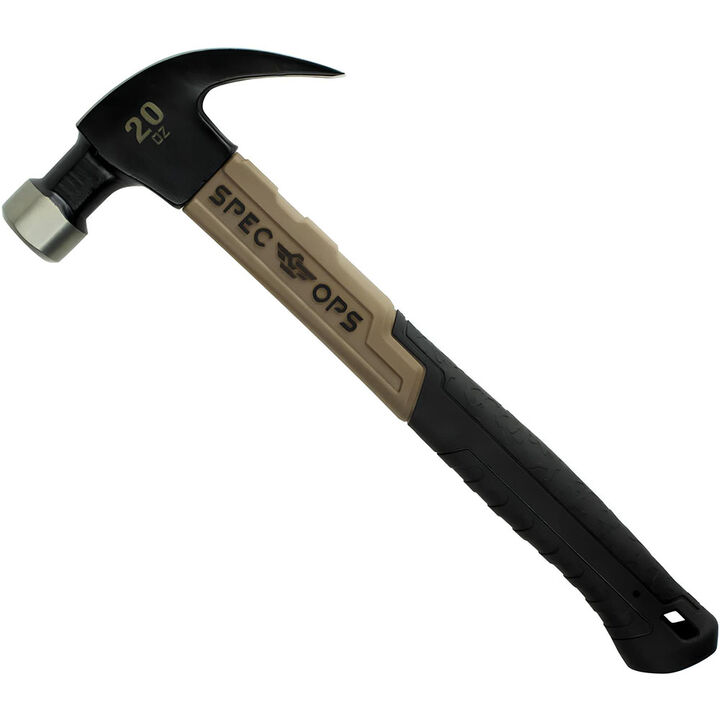 Spec Ops 20 Oz Smooth Face Curved Claw Hammer, Fiberglass Handle