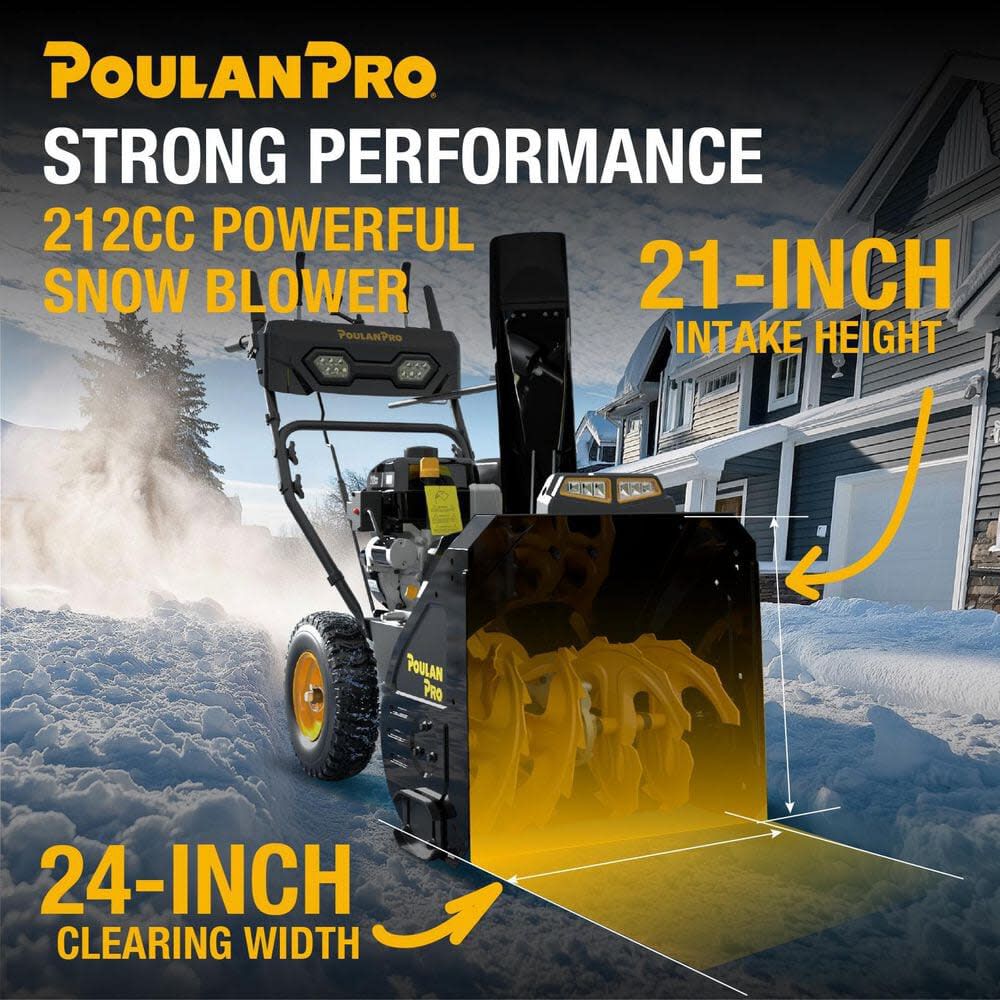 Poulan Pro 24 Inch 212 cc Self Propelled Two Stage Gas Snow Blower with Grips, large image number 3