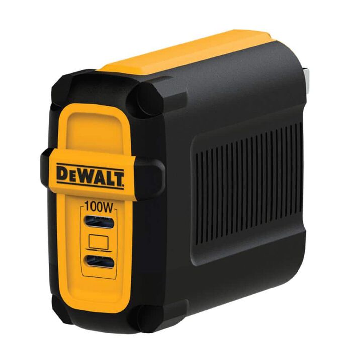 DEWALT 100W GaN PPS PD Black/Yellow 2-Port USB C Wall Charger, large image number 0