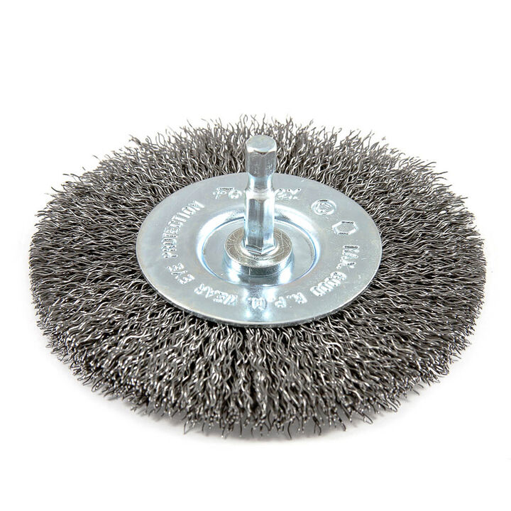 Forney Industries Wire Wheel Crimped 4 Inch x .012 Inch x 1/4 Inch Hex Shank