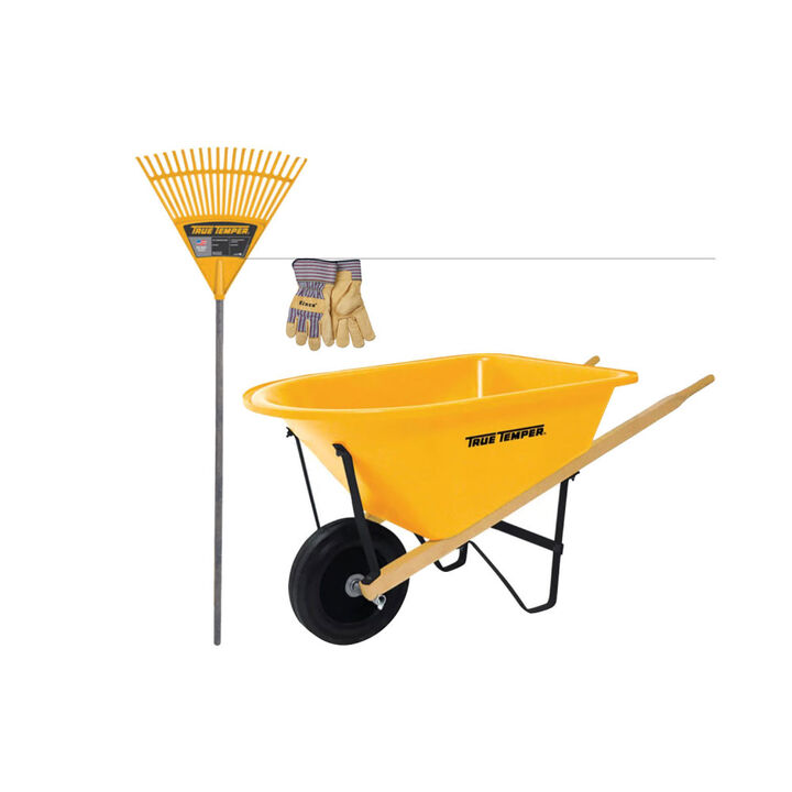 ACME TOOLS Leaf and Play Set, Childs Wheelbarrow, Leaf Rake, and Gloves