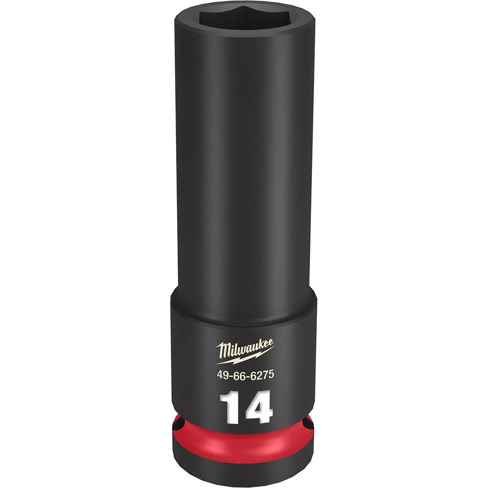 Milwaukee SHOCKWAVE Impact Duty Socket 1/2in Drive 14MM Deep 6 Point, large image number 1