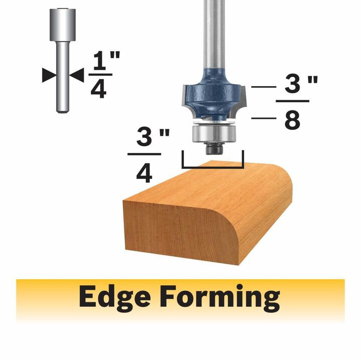 Bosch 1/8in x 3/8in Carbide Tipped Roundover Router Bit