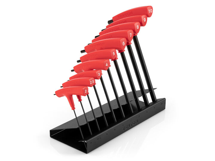 Tekton Flat End Hex T-Handle Key Set with Stand, 10 Pieces (2-10 mm)