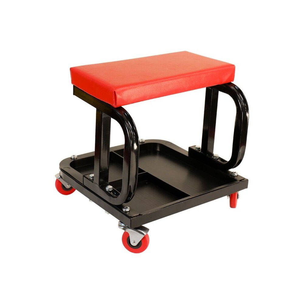 MaxJax Vinyl Cushion Rolling Work Seat with 4 Swivel Casters, large image number 2