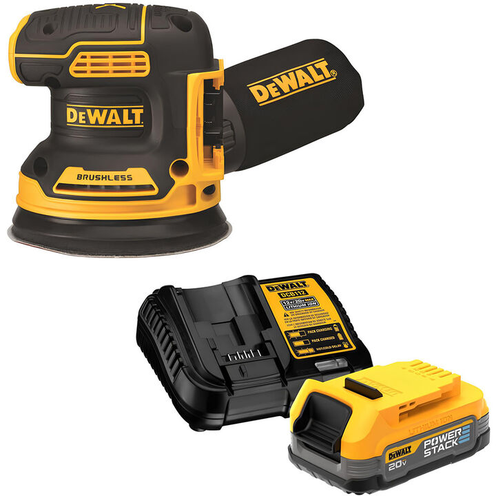 DEWALT 20 V MAX Brushless 5-Inch Random Orbit Sander with POWERSTACK Compact Battery Bundle