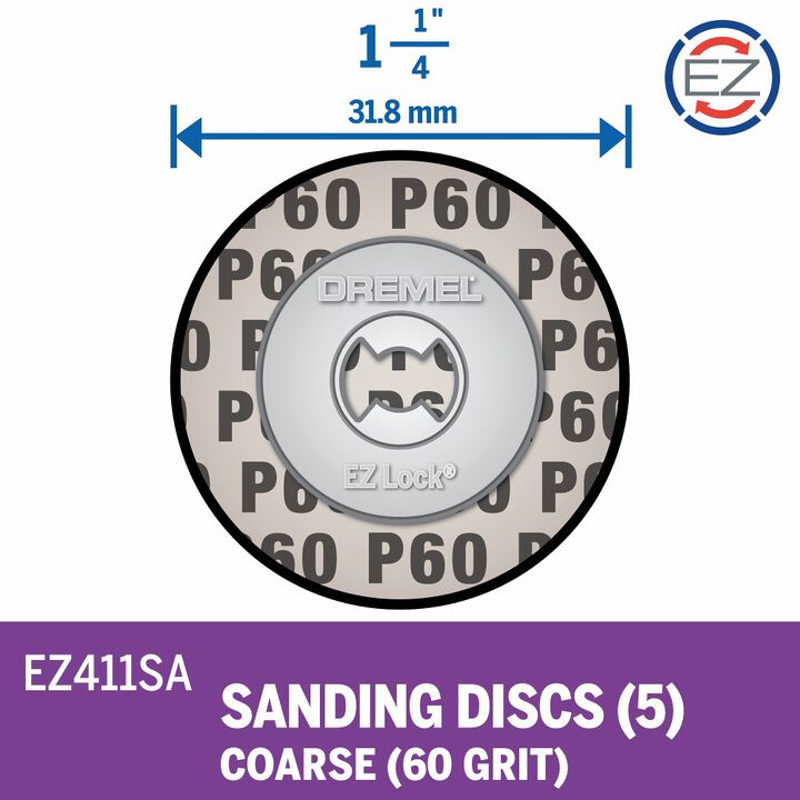 Dremel 5 pc. 1-1/4 In. 60 Grit EZ Lock Sanding Discs, large image number 4