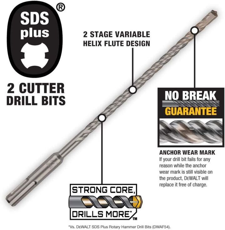 DEWALT 3/16 in x 10 in x 12 in Rock Carbide SDS Plus Hammer Drill Bit, large image number 1
